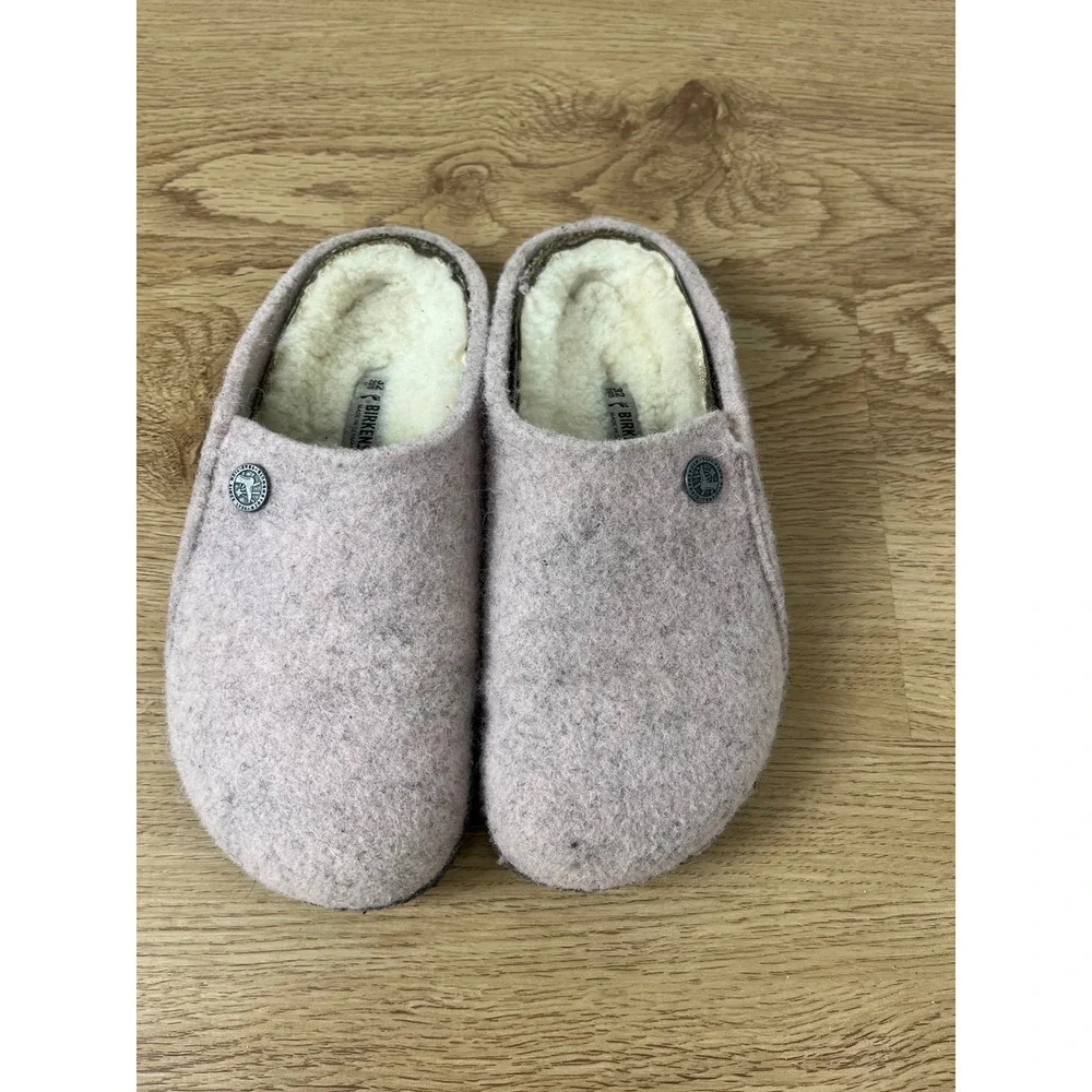 Birkenstock‎ Zermatt Shearling Clog Kids 32 Light Rose Pink Wool Felt Slippers